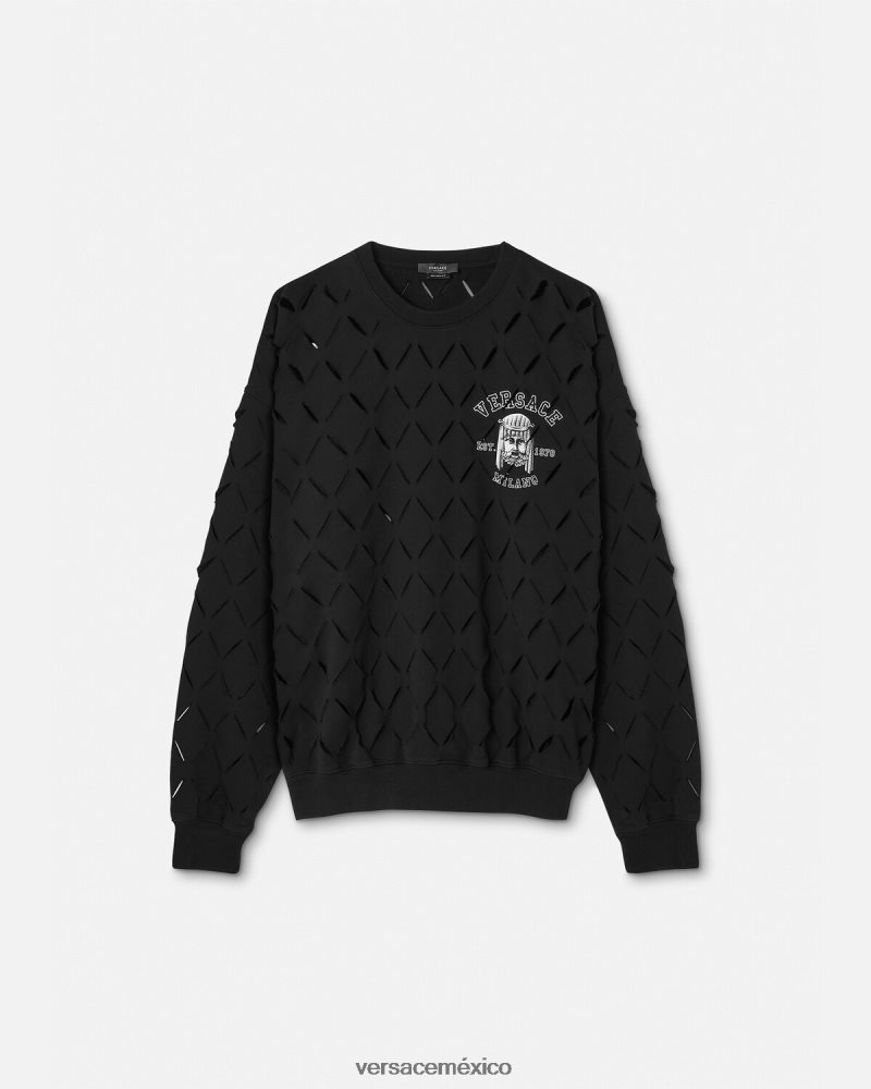 Versace sudadera con logo y logo de la maschera negro ropa hombres 84626J1422