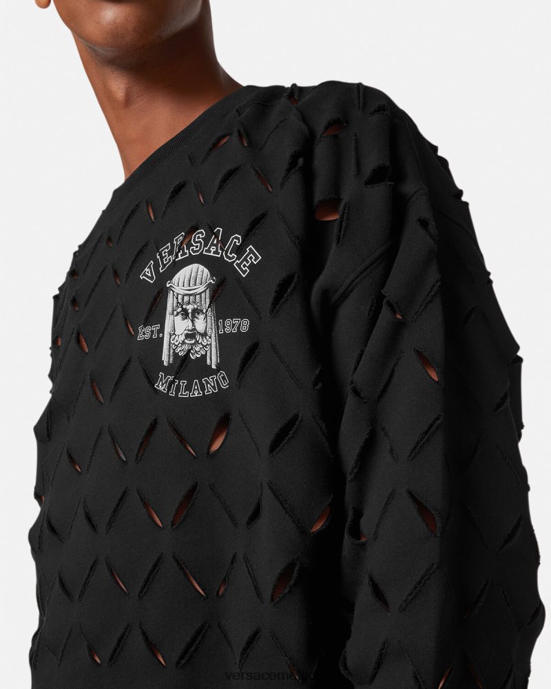 Versace sudadera con logo y logo de la maschera negro ropa hombres 84626J1422