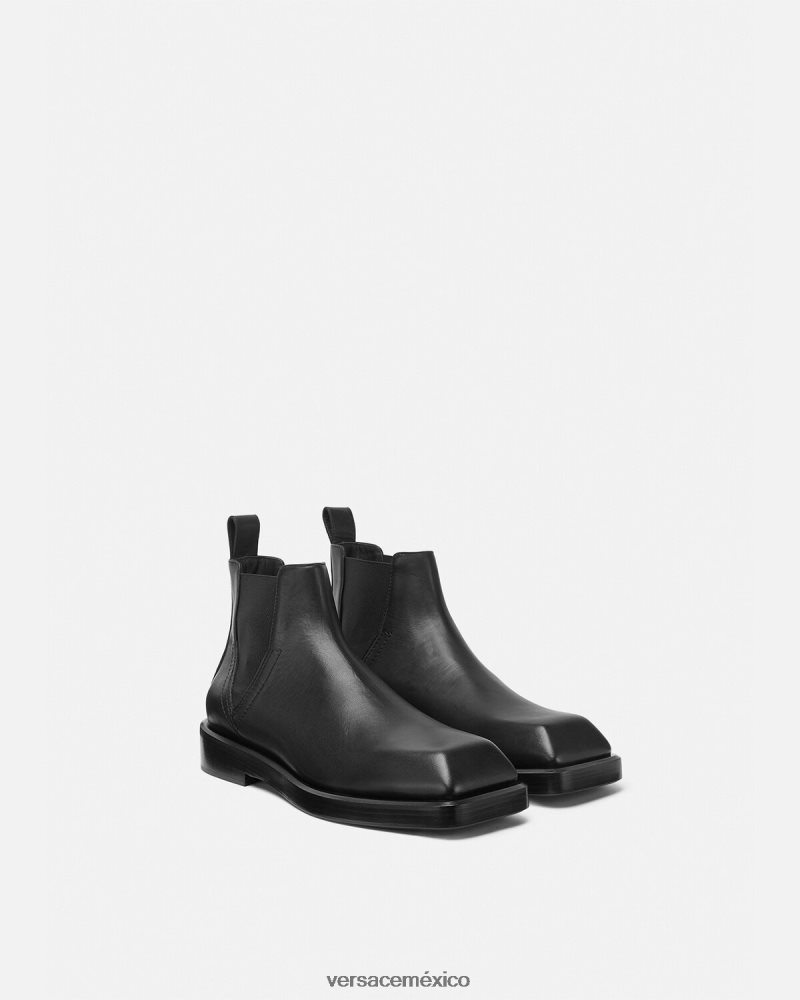 Versace botas chelsea cuadradas negro zapato hombres 84626J1580