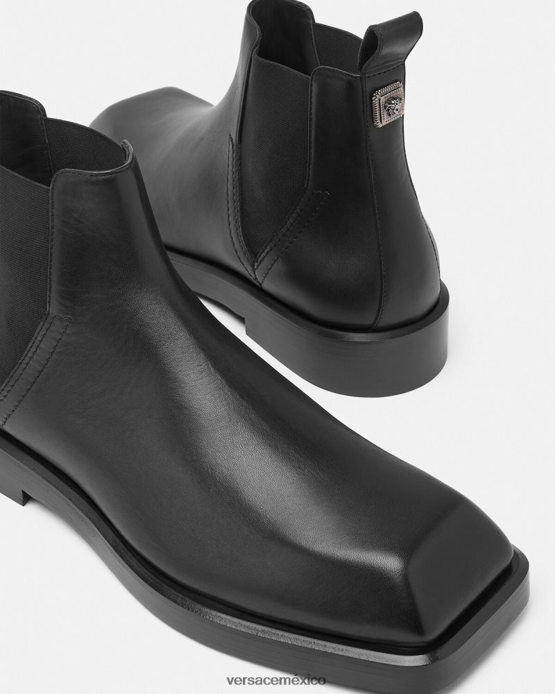 Versace botas chelsea cuadradas negro zapato hombres 84626J1580