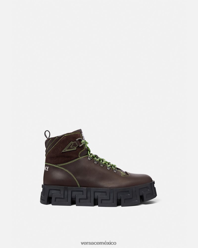 Versace botas de montaña greca laberinto marrón zapato hombres 84626J1582