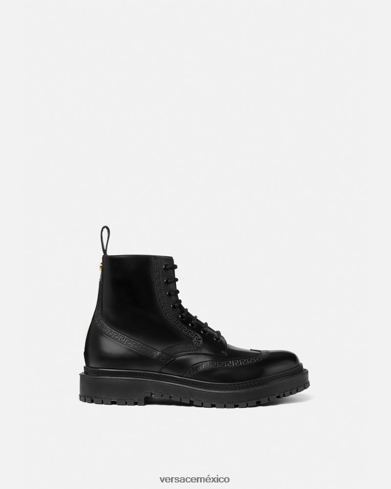 Versace botines con greca negro zapato hombres 84626J1579