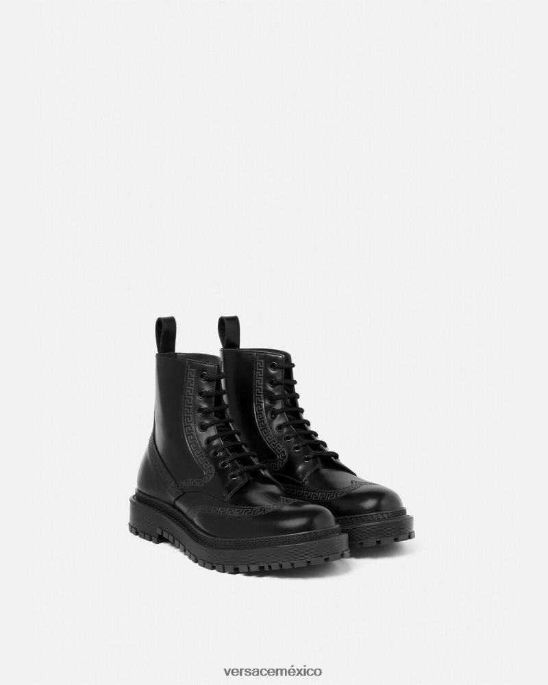 Versace botines con greca negro zapato hombres 84626J1579