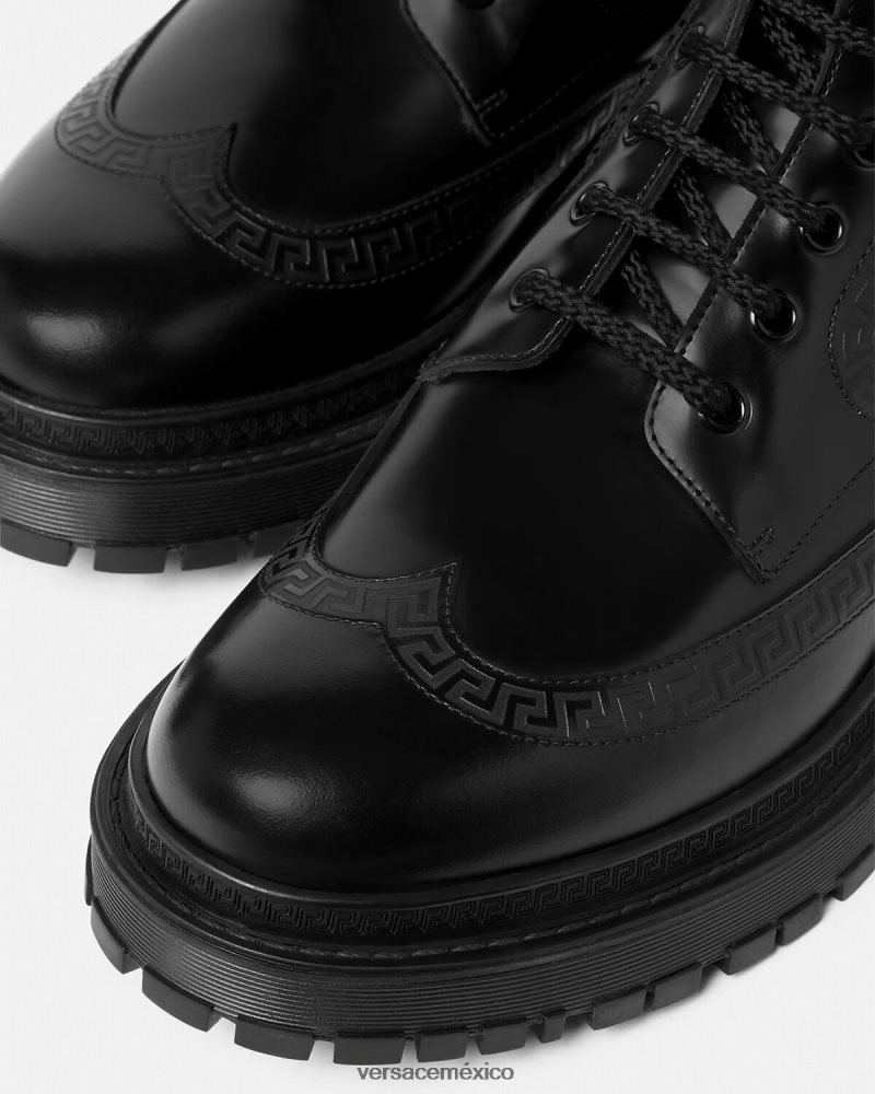 Versace botines con greca negro zapato hombres 84626J1579