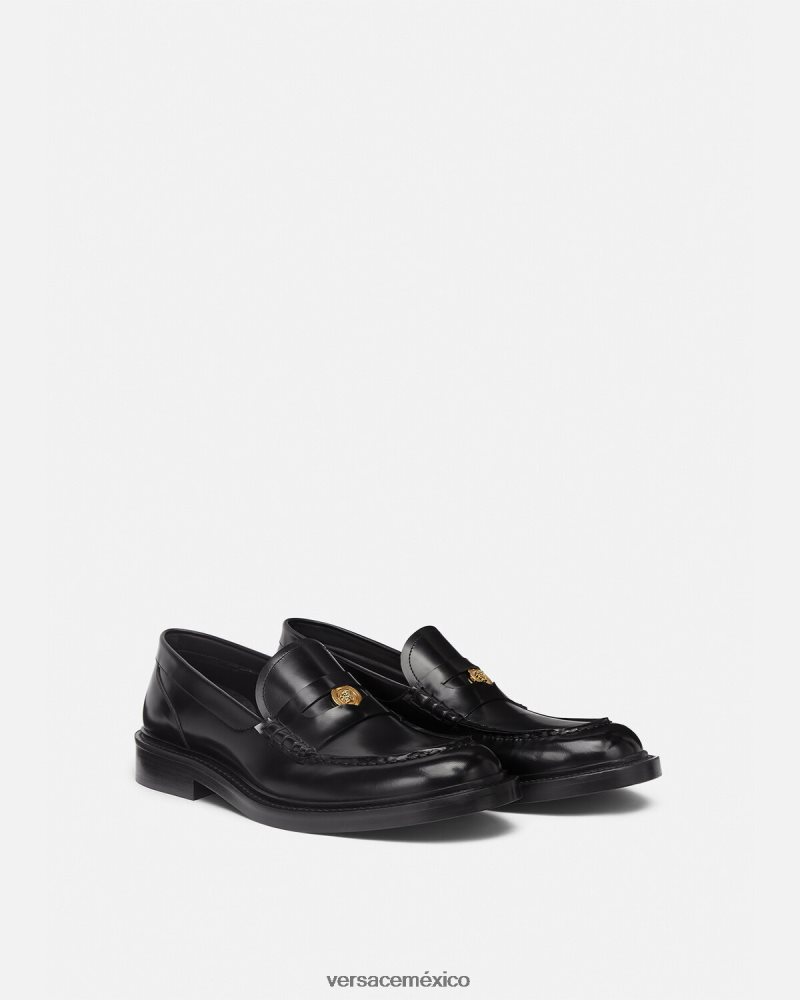 Versace mocasines con medusa negro zapato hombres 84626J1570
