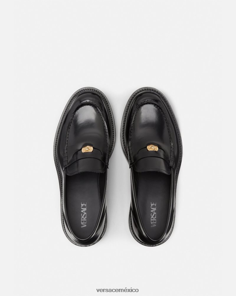 Versace mocasines con medusa negro zapato hombres 84626J1570
