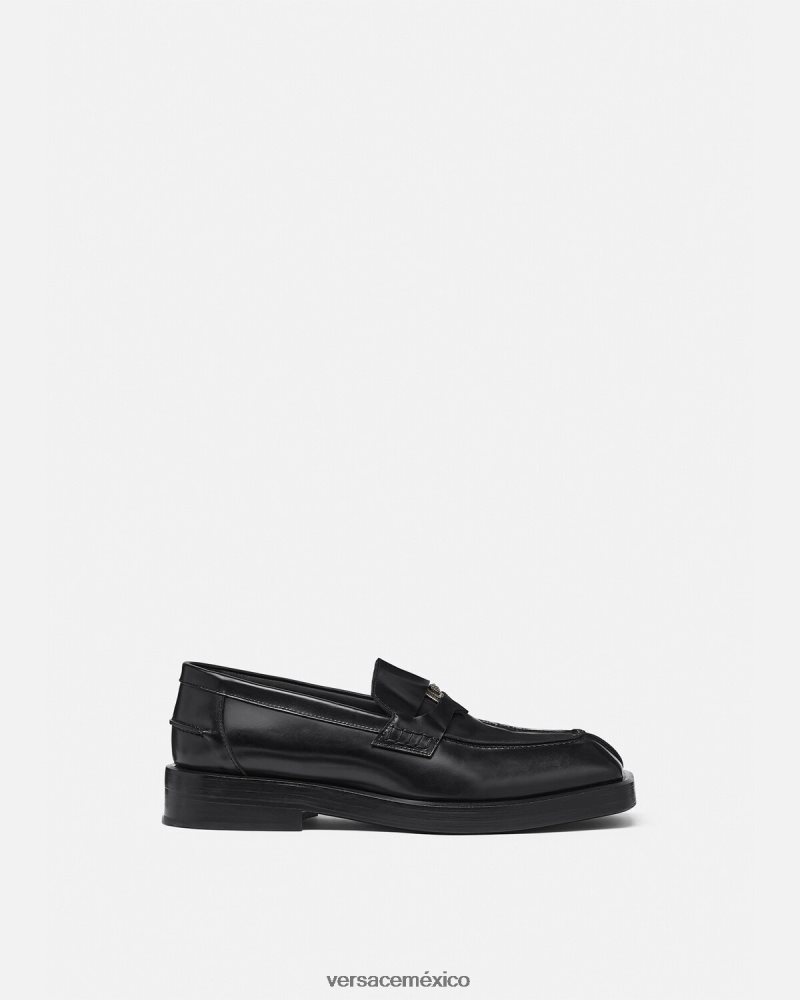 Versace mocasines cuadrados negro zapato hombres 84626J1577