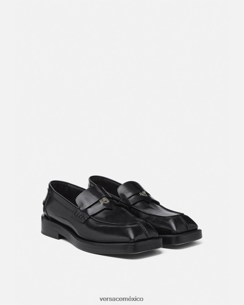 Versace mocasines cuadrados negro zapato hombres 84626J1577