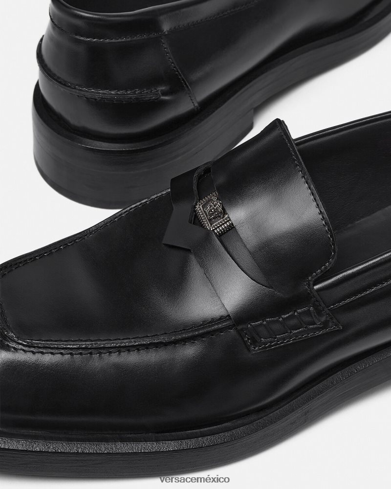 Versace mocasines cuadrados negro zapato hombres 84626J1577