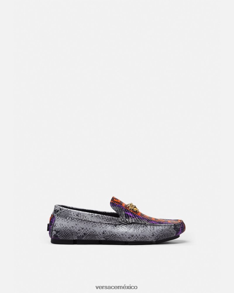 Versace mocasines la medusa con estampado de Greca en pitón multicolor zapato hombres 84626J1574