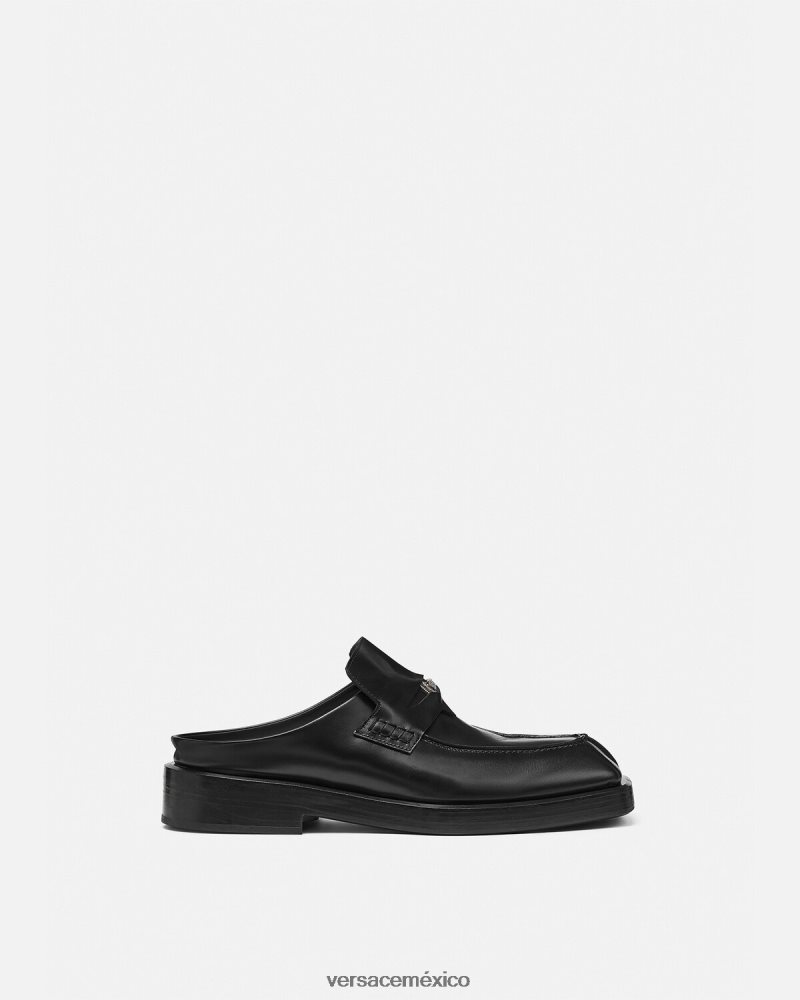 Versace mules tipo mocasines cuadrados negro zapato hombres 84626J1576