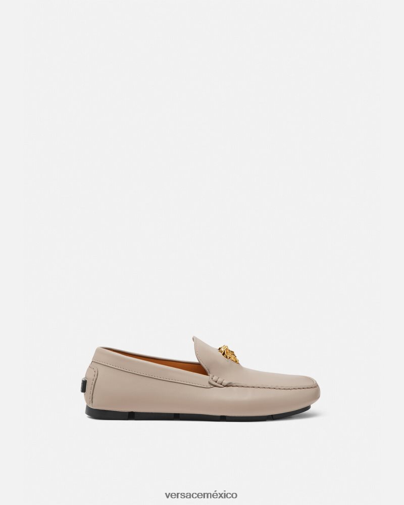 Versace zapatos de piloto la medusa beige zapato hombres 84626J1601