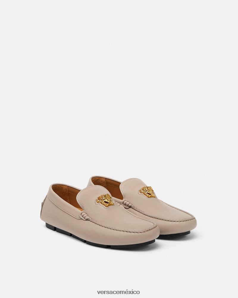 Versace zapatos de piloto la medusa beige zapato hombres 84626J1601
