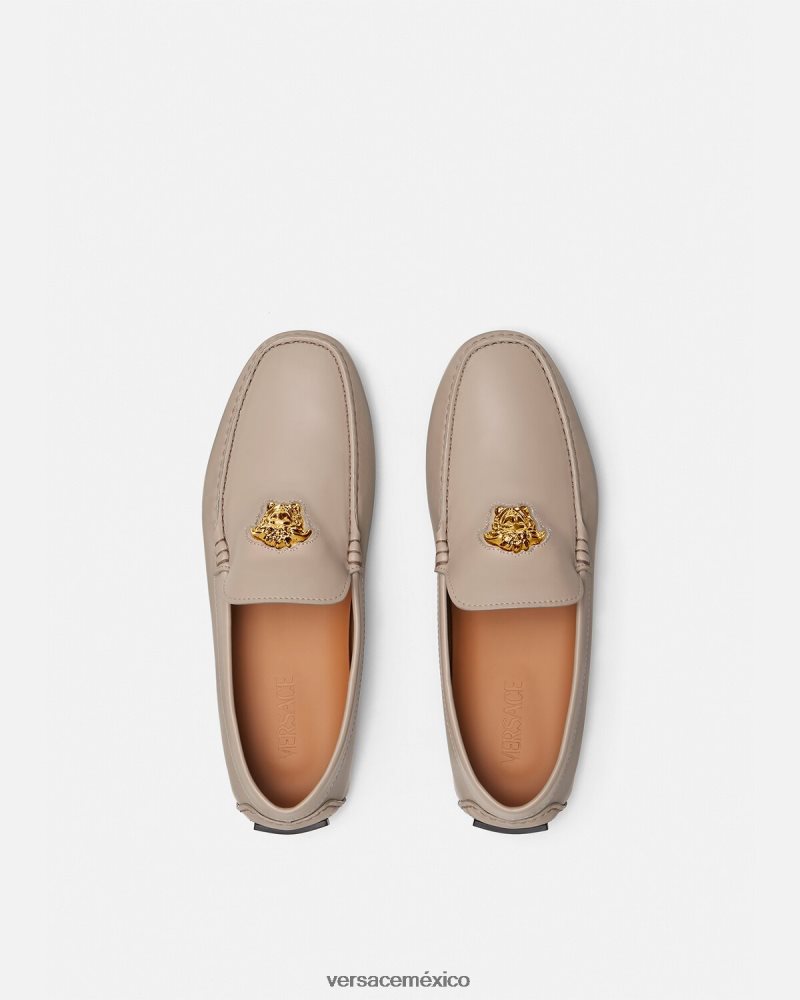 Versace zapatos de piloto la medusa beige zapato hombres 84626J1601
