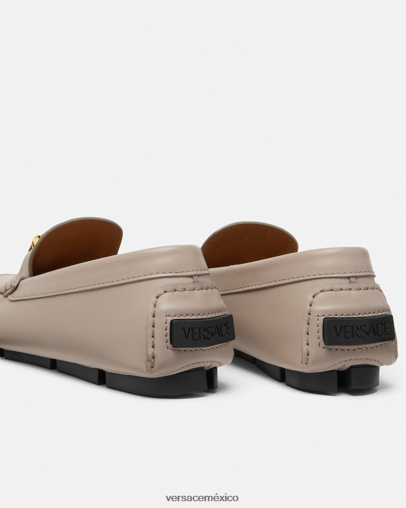Versace zapatos de piloto la medusa beige zapato hombres 84626J1601