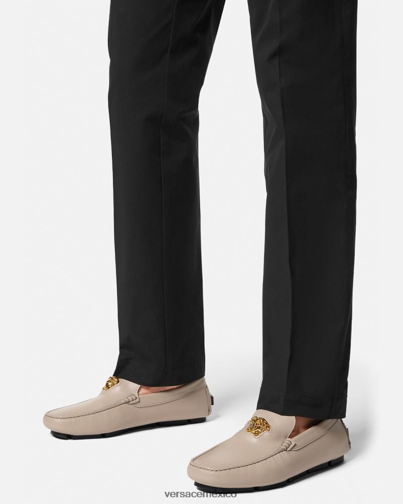 Versace zapatos de piloto la medusa beige zapato hombres 84626J1601