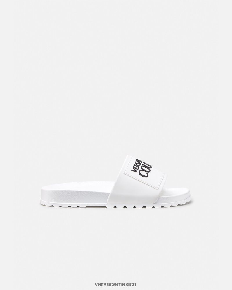 Versace chanclas de goma con logo blanco zapato hombres 84626J2467