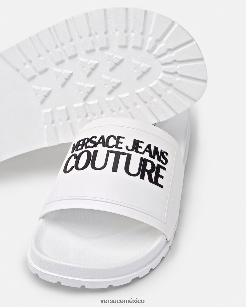 Versace chanclas de goma con logo blanco zapato hombres 84626J2467