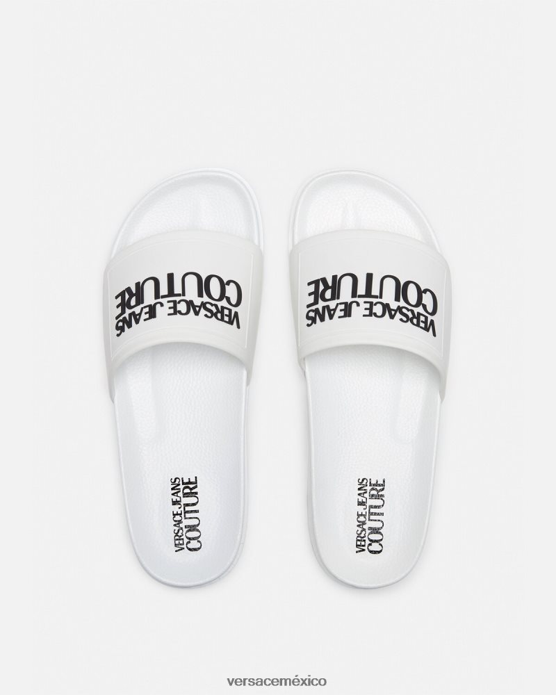 Versace chanclas de goma con logo blanco zapato hombres 84626J2467