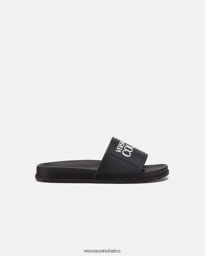 Versace chanclas de goma con logo negro zapato hombres 84626J2468