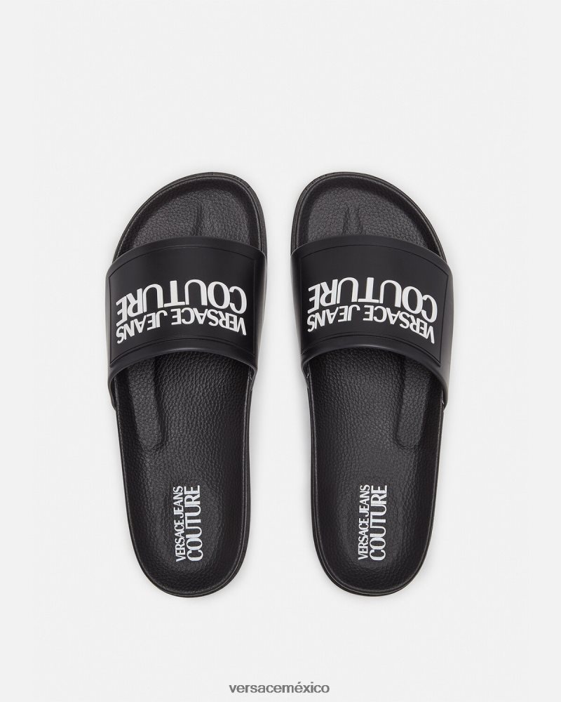 Versace chanclas de goma con logo negro zapato hombres 84626J2468