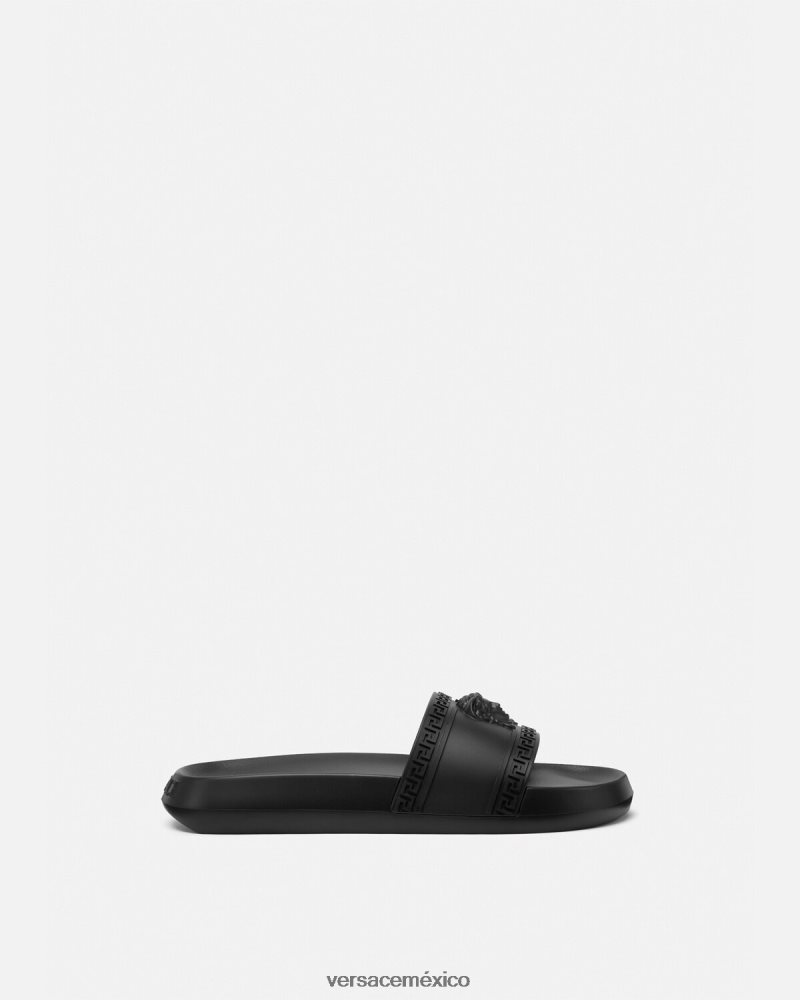 Versace deslizadores palazzo negro zapato hombres 84626J1592
