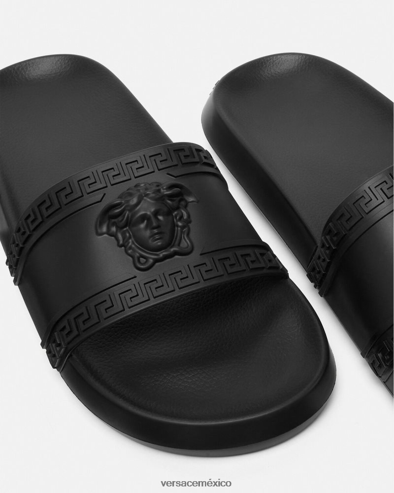 Versace deslizadores palazzo negro zapato hombres 84626J1592