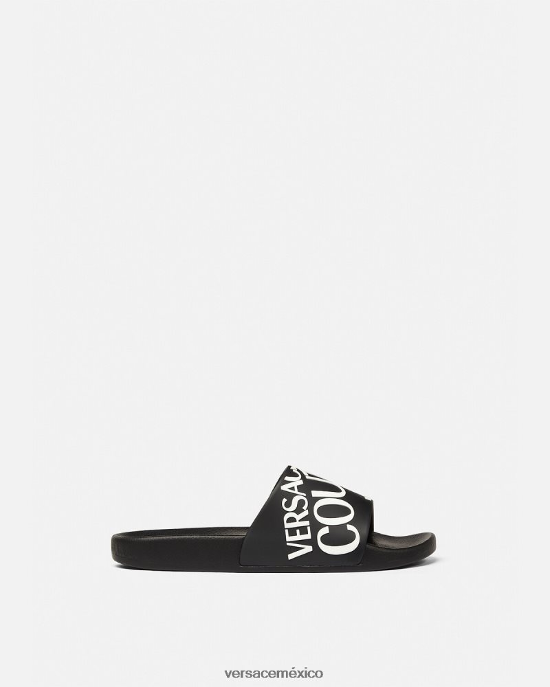 Versace diapositivas con logo negro zapato hombres 84626J2448