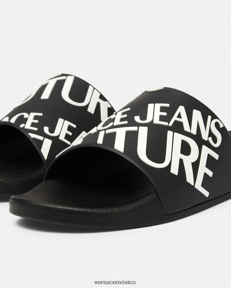 Versace diapositivas con logo negro zapato hombres 84626J2448