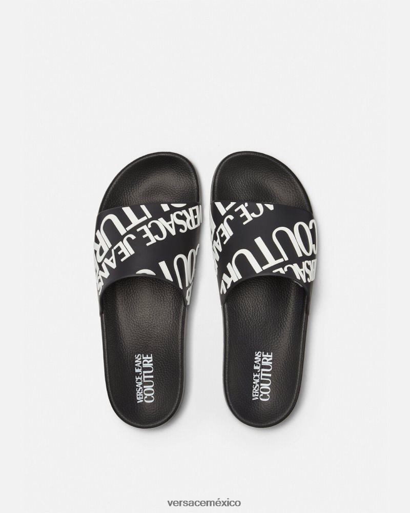 Versace diapositivas con logo negro zapato hombres 84626J2448