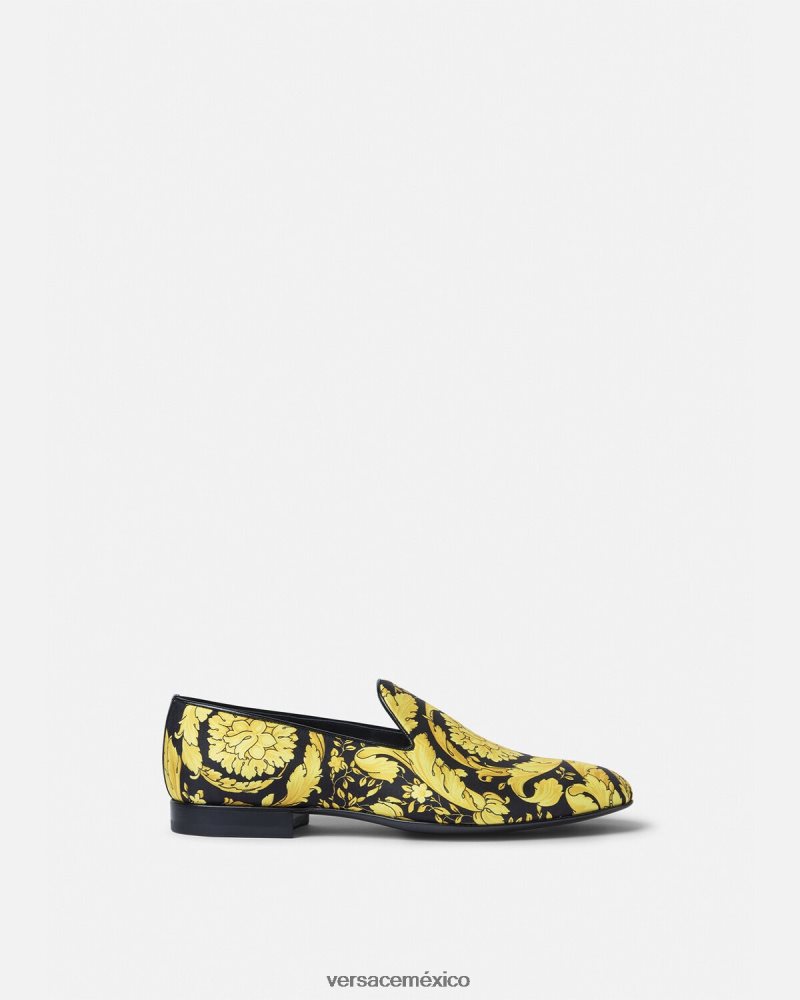 Versace pantuflas de raso barroco imprimir zapato hombres 84626J1566