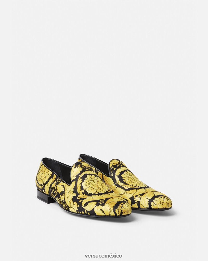 Versace pantuflas de raso barroco imprimir zapato hombres 84626J1566