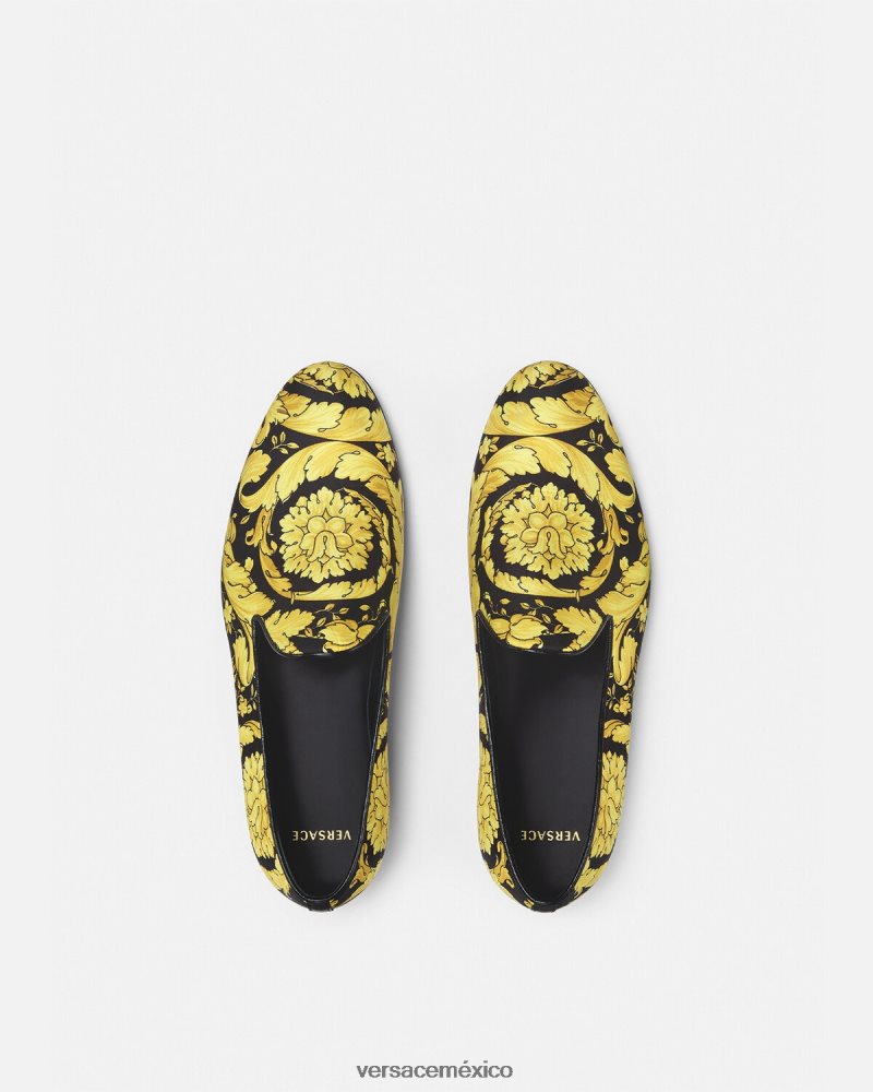 Versace pantuflas de raso barroco imprimir zapato hombres 84626J1566