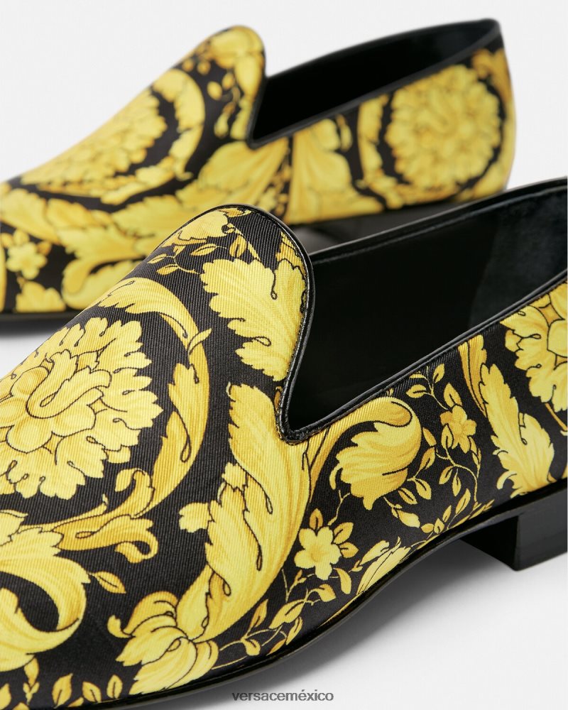 Versace pantuflas de raso barroco imprimir zapato hombres 84626J1566