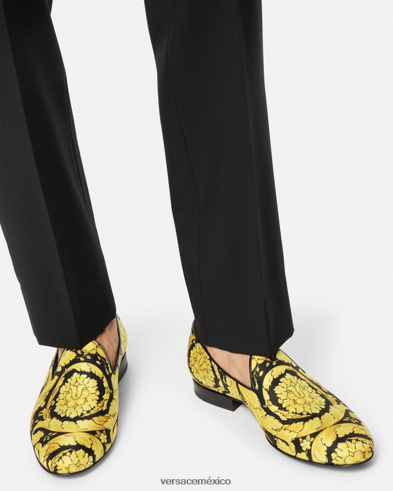 Versace pantuflas de raso barroco imprimir zapato hombres 84626J1566