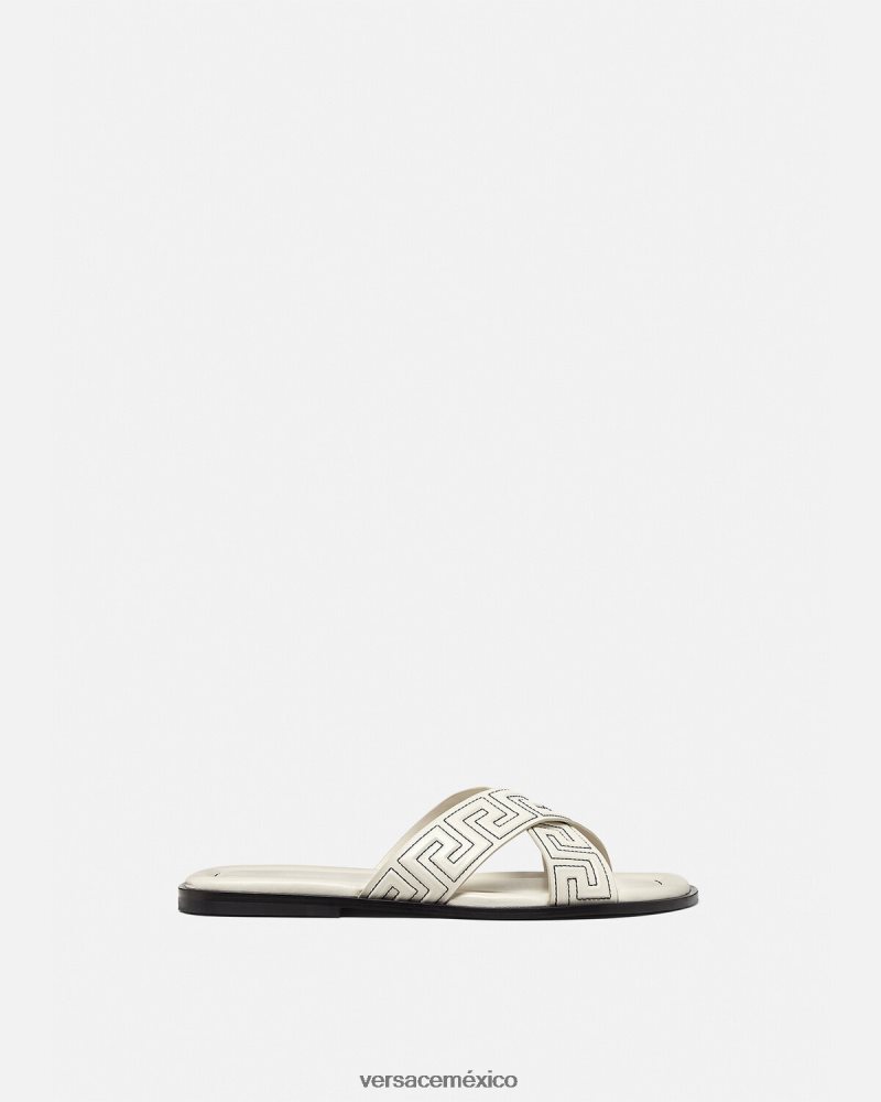 Versace sandalias grecas blanco zapato hombres 84626J1588
