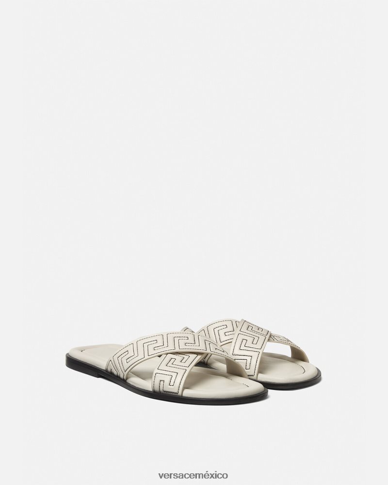 Versace sandalias grecas blanco zapato hombres 84626J1588