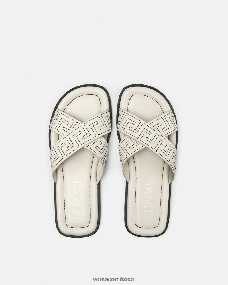 Versace sandalias grecas blanco zapato hombres 84626J1588