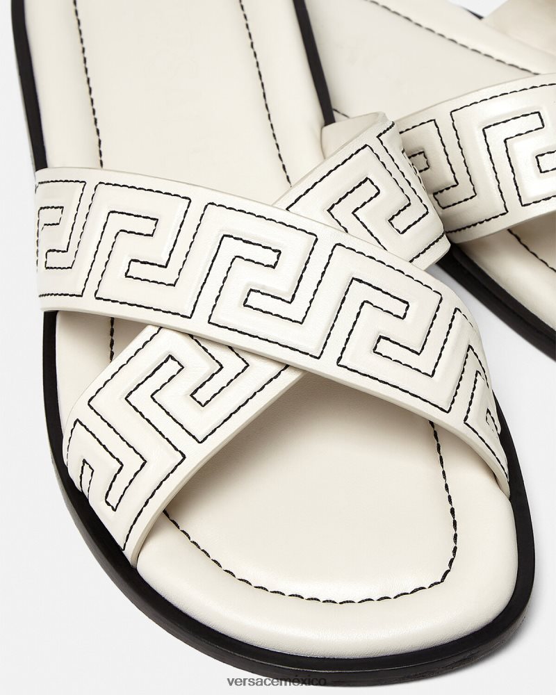 Versace sandalias grecas blanco zapato hombres 84626J1588