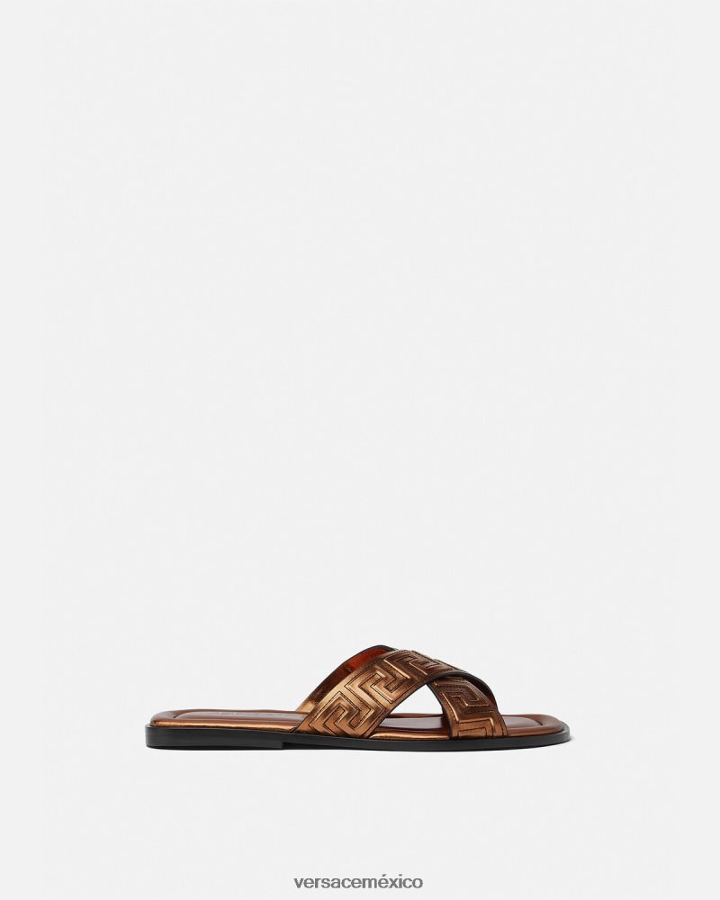 Versace sandalias grecas bronce zapato hombres 84626J1595
