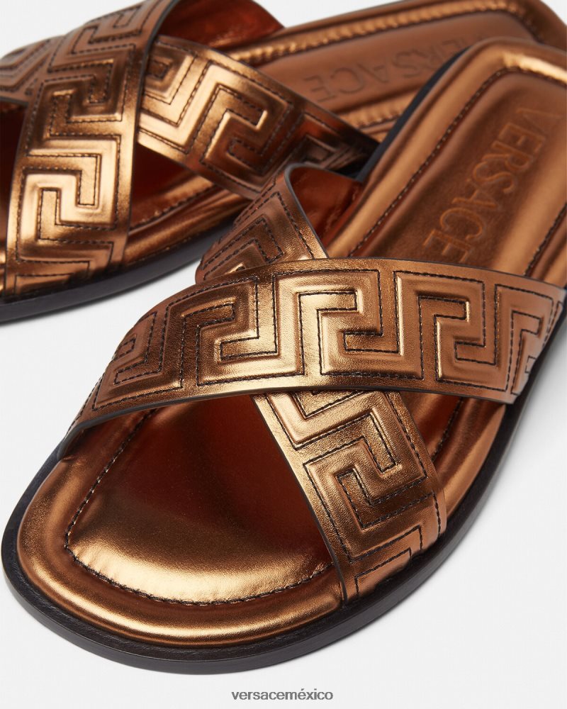 Versace sandalias grecas bronce zapato hombres 84626J1595