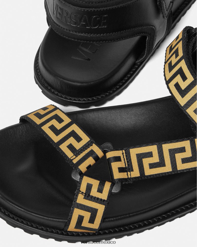 Versace sandalias grecas oro negro zapato hombres 84626J1590