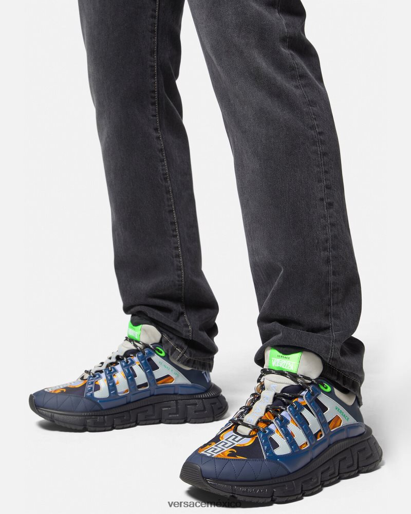 Versace tenis barocco 660 trigreca azul zapato hombres 84626J1542