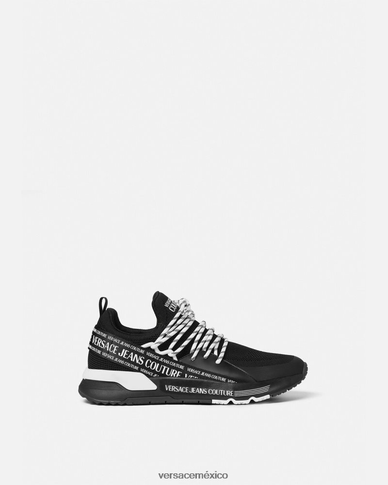 Versace tenis dinámicos con logo negro zapato hombres 84626J2447