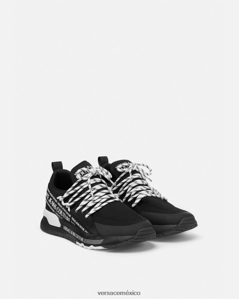 Versace tenis dinámicos con logo negro zapato hombres 84626J2447