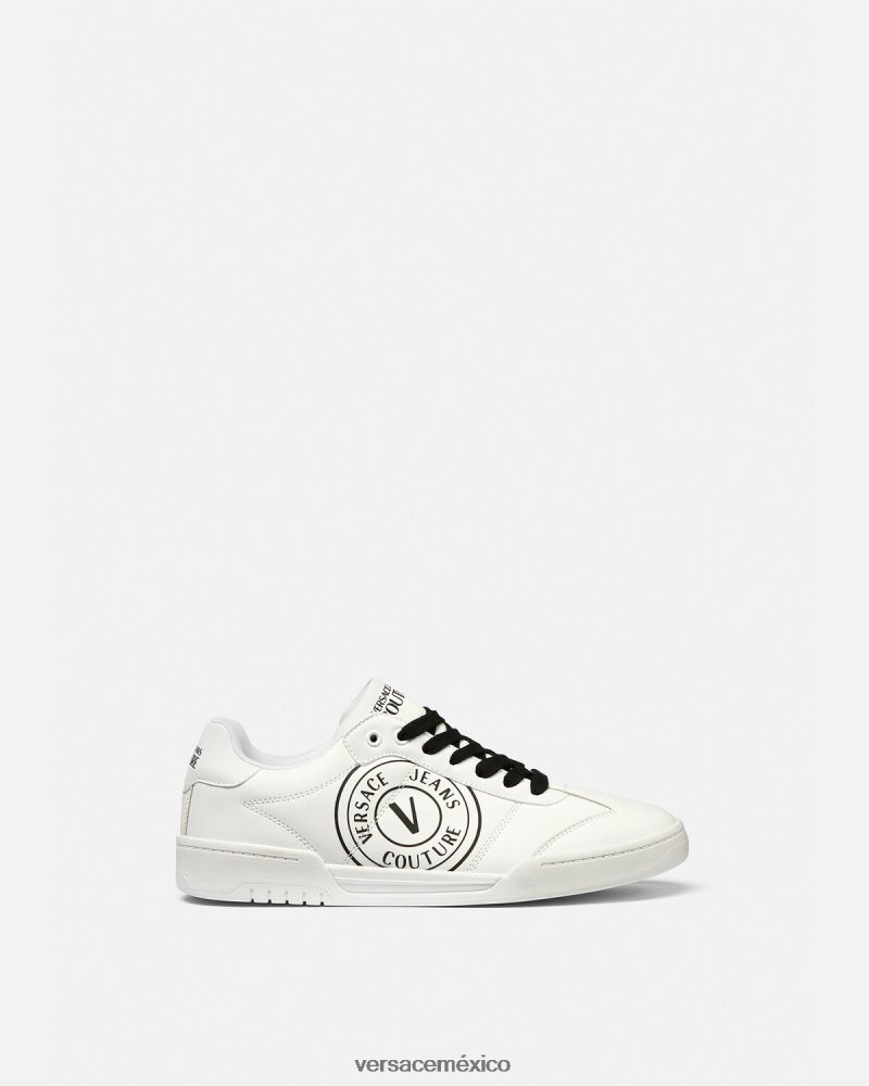 Versace zapatillas brooklyn con emblema en V blanco negro zapato hombres 84626J2442