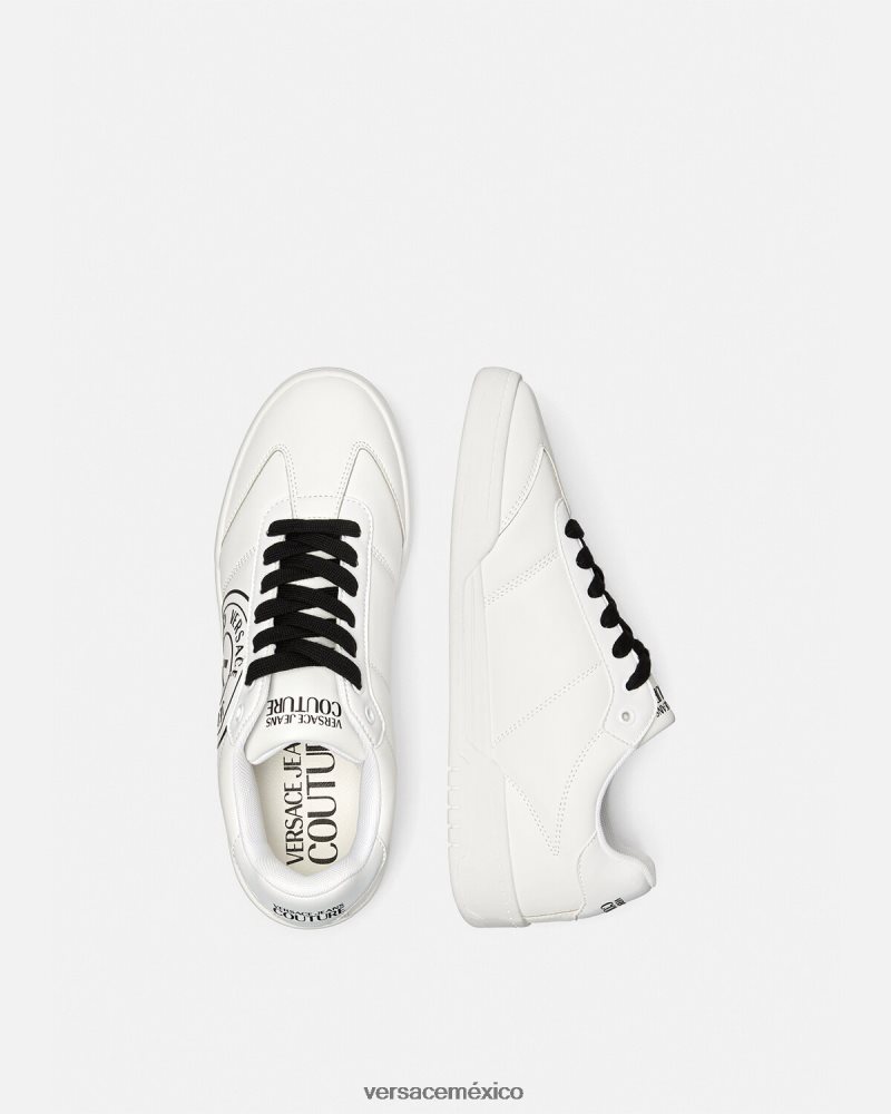 Versace zapatillas brooklyn con emblema en V blanco negro zapato hombres 84626J2442