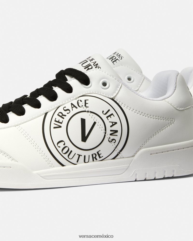 Versace zapatillas brooklyn con emblema en V blanco negro zapato hombres 84626J2442