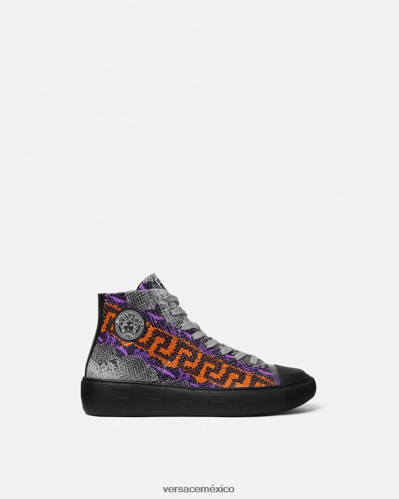 Versace zapatillas con estampado Greca de pitón un color zapato hombres 84626J1554