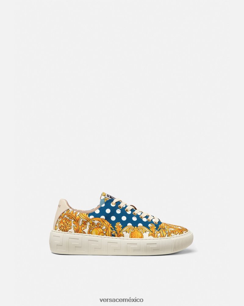 Versace zapatillas con greca barroca y concha imprimir zapato hombres 84626J1516